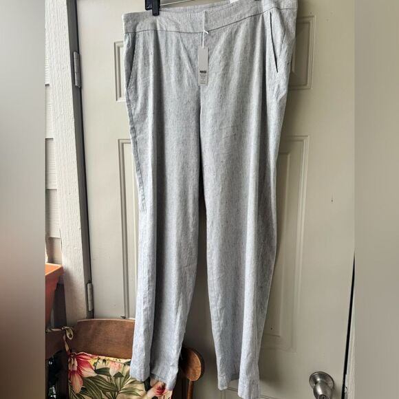 Chicos Linen-Blend Stretch Amelia Stripe Pants Size 3 - Picture 4 of 16